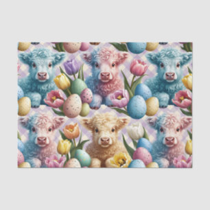 Süße Highland-Kuh-Oster-Tulpen Pastell Seidenpapier