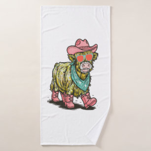 Süße Highland-Kuh Png, Western Badehandtuch