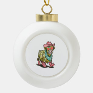 Süße Highland-Kuh Png, Western Keramik Kugel-Ornament