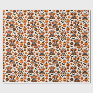 Süße Highland-Kuh-Skelett-Halloween-Verpackungspap Geschenkpapier