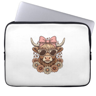 Süße Highland-Kuh-Sonnenbrille Rosa Schleife Vinta Laptopschutzhülle