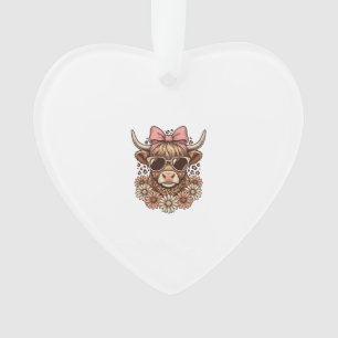 Süße Highland-Kuh Sonnenbrille Rosa Schleife Vinta Ornament