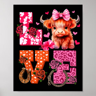 Süße Highland-Kuh und Nk-Herz Valentinstag Liebe Poster