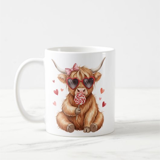 Süße Highland-Kuh Valentins-Mug Kaffeetasse (Links)