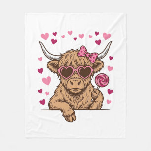 Süße Highland-Kuh-Valentinstag-Sonnenbrille Vektor Fleecedecke