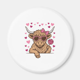 Süße Highland-Kuh-Valentinstag-Sonnenbrille Vektor Magnet