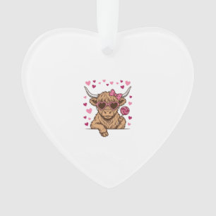 Süße Highland-Kuh-Valentinstag-Sonnenbrille Vektor Ornament