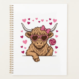 Süße Highland-Kuh-Valentinstag-Sonnenbrille Vektor Planer