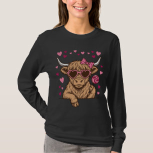 Süße Highland-Kuh-Valentinstag-Sonnenbrille Vektor T-Shirt