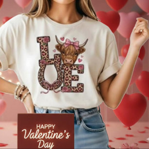 Süße Highland-Kuh Valentinstagsliebe T-Shirt