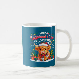 Süße Highland-Kuh Weihnachten Lustiger Santa-Licht Kaffeetasse