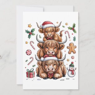 Süße Highland-Kuh Weihnachten Xmas Gemütlicher Win