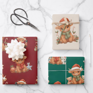 Süße Highland-Kuh-Weihnachts-Geschenkpapier-Bundle Geschenkpapier Set