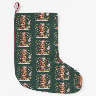 Süße Highland-Kuh-Weihnachtsbäume Heiße Schokolade Kleiner Weihnachtsstrumpf