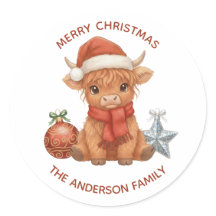 Süße Highland-Kuh-Weihnachtsfamilienname