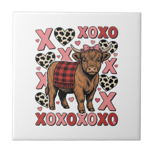 Süße Highland-Kuh XOXO Valentinstag Vintage-Shirt  Fliese