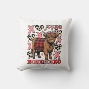 Süße Highland-Kuh XOXO Valentinstag Vintage-Shirt Kissen