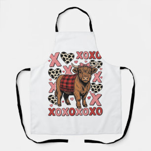 Süße Highland-Kuh XOXO Valentinstag Vintage-Shirt  Schürze
