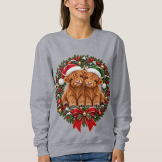 Süße Highland-Weihnachtskuh-Kälber   Sweatshirt