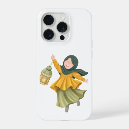 Süße Hijabi Mädchen mit Laternen Illustration iPhone Hülle (Rückseite)