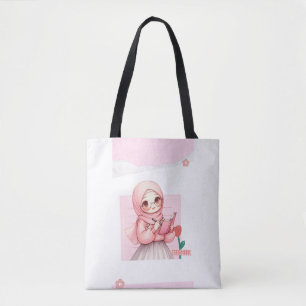 Süße Hijabi-Mädchen-Tasche Rosa Ästhetik-Leinwan Tasche