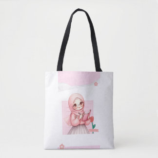 Süße Hijabi-Mädchen-Tasche | Rosa Ästhetik-Leinwan Tasche