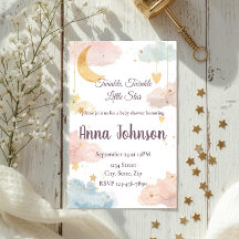 Süße himmlische Babyparty-Einladung | Aquarell