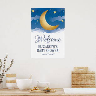 Süße himmlische Mond- und Sternen-Baby-Party Poster