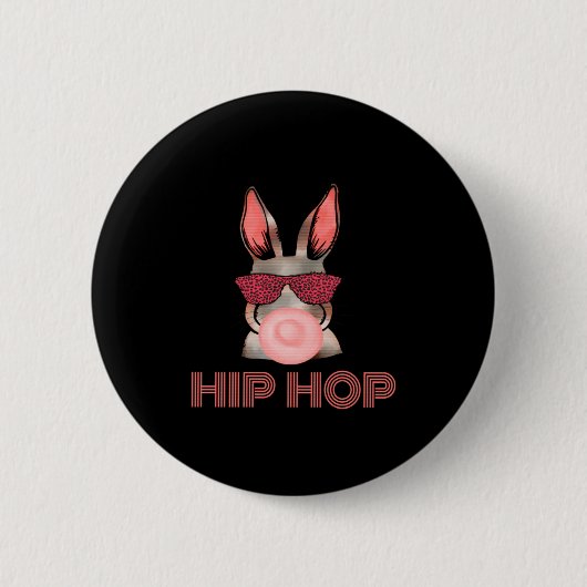 Süße Hip-Hop-Hasen-Sonnenbrille Ostern Button (Vorderseite)