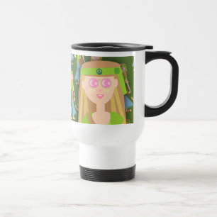 Süße Hippie-Mädchen Deluxe Art Spaß Muster Retro Reisebecher
