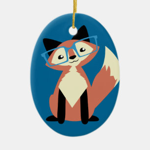 Süße Hipster-Brillen-Fuchs Keramikornament
