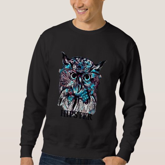 Süße Hipster-Eule mit Fliege Abstract Bohemian  Sweatshirt (Vorderseite)