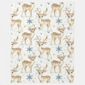 Süße Hirsch Blaue Weihnachts-Schneeflocken Fleecedecke (Vorderseite)