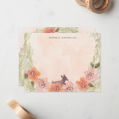 Süße Hirsche in Blume Mitteilungskarte (Vorderseite/Rückseite Beispiel)