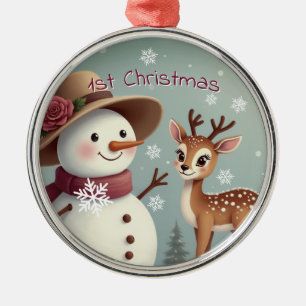Süße Hirsche und Schneemann Feiertag Ornament Aus Metall