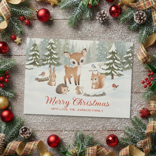 Süße Hirsche und Waldtiere Frohe Weihnachten