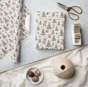 Süße Hirsche und Waldtiere Weihnachten Geschenkpapier