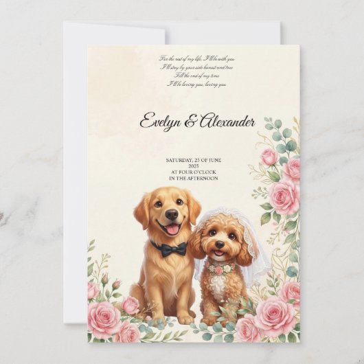 Süße Hochzeitshunde Einladung (Vorderseite)