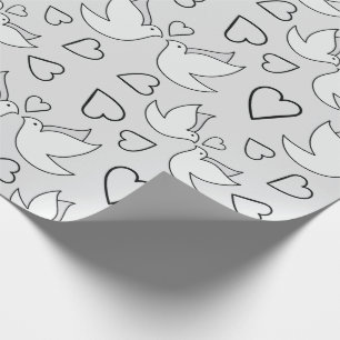 Süße Hochzeitstauben für Brautdusche Grau Nahtlos Geschenkpapier