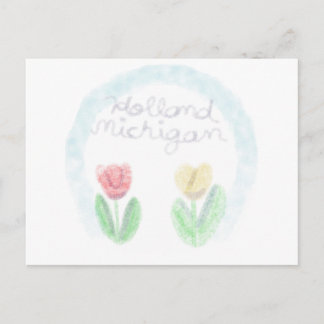 Süße Holland Michigan Tulpen in Aquarell Feiertagspostkarte