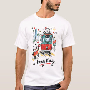 Süße Hongkonger Straßenbahn-Skizzenkunst T-Shirt