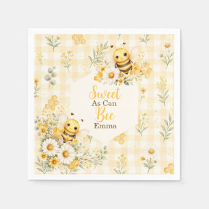 Süße Honigbiene Gänseblümchen Karo Serviette