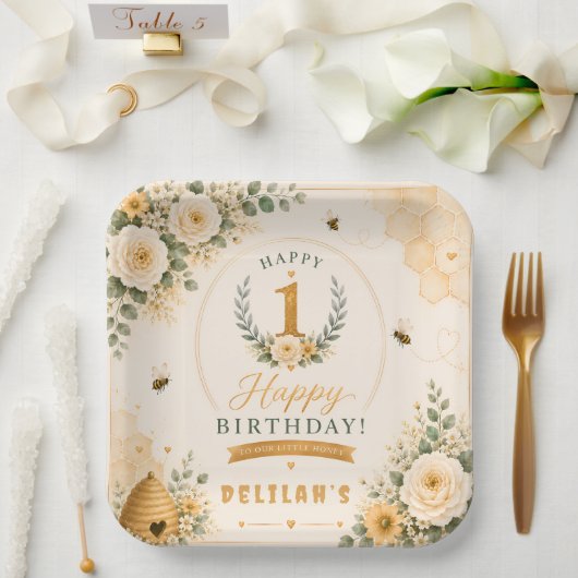 Süße Honigbiene Geburtstag Pappteller (Hochzeit)