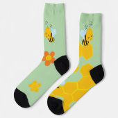 Süße Honigbiene mit Blumen Socken (Linkes Detail)