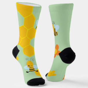Süße Honigbiene mit Blumen Socken