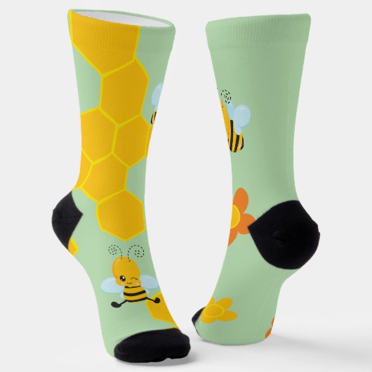 Süße Honigbiene mit Blumen Socken (Gewinkelt)