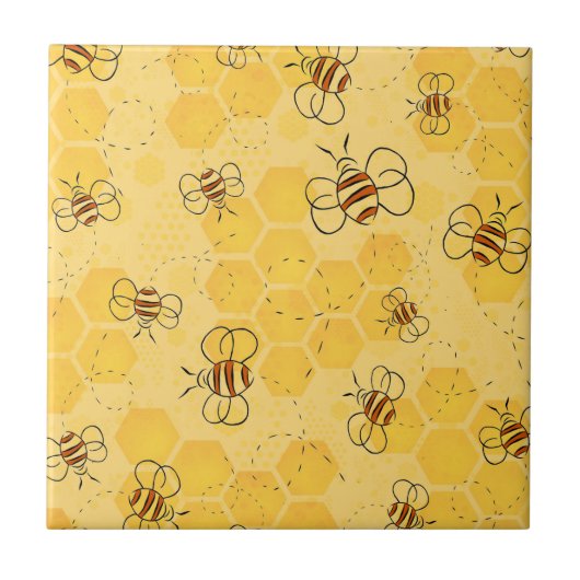 Süße Honigbienen summen Fliese (Vorderseite)