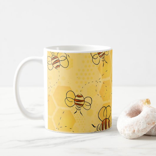 Süße Honigbienen summen Kaffeetasse (Mit Donut)