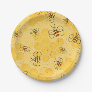 Süße Honigbienen summen Pappteller