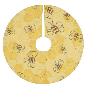 Süße Honigbienen summen Polyester Weihnachtsbaumdecke